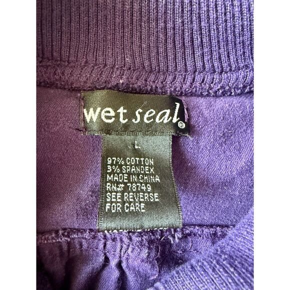Vintage Y2K 2000s Wet Seal Cargo Pocket Short Sleeve Purple Shacket Ribbed L - Picture 3 of 3